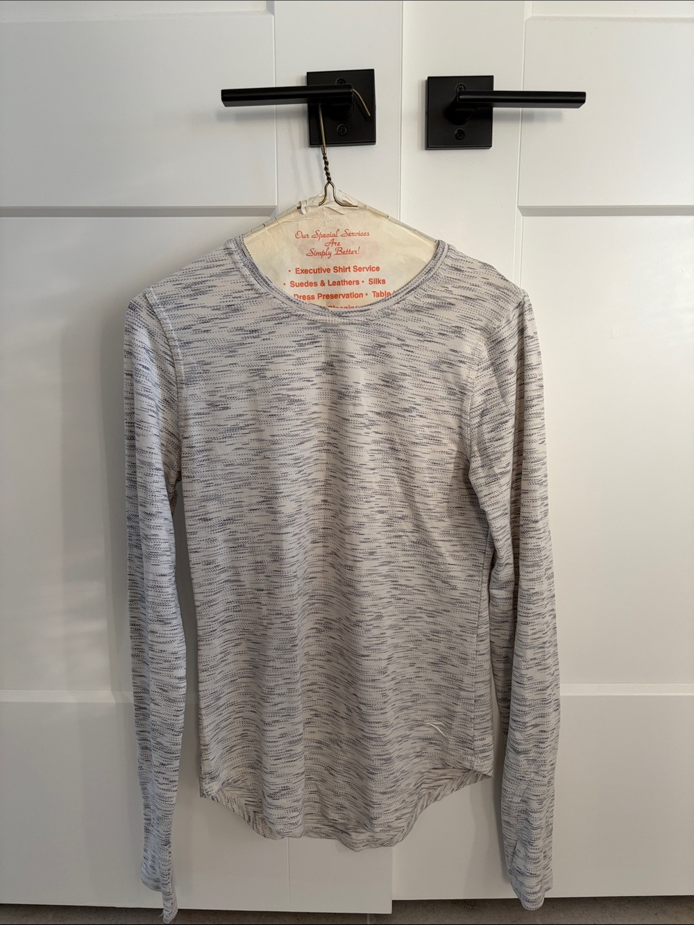 Diadora Women's Long Sleeve Marled Gray White Tee